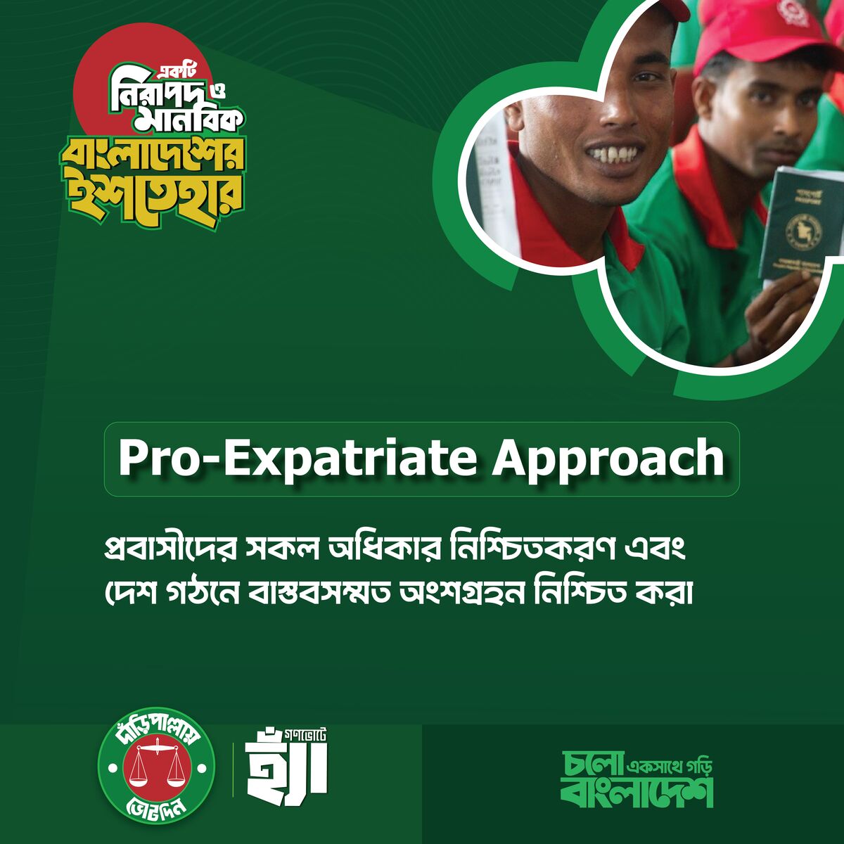 প্রবাসীদের সকল অধিকার নিশ্চিতকরণ এবং দেশ গঠনে অংশগ্রহণ নিশ্চিত করা